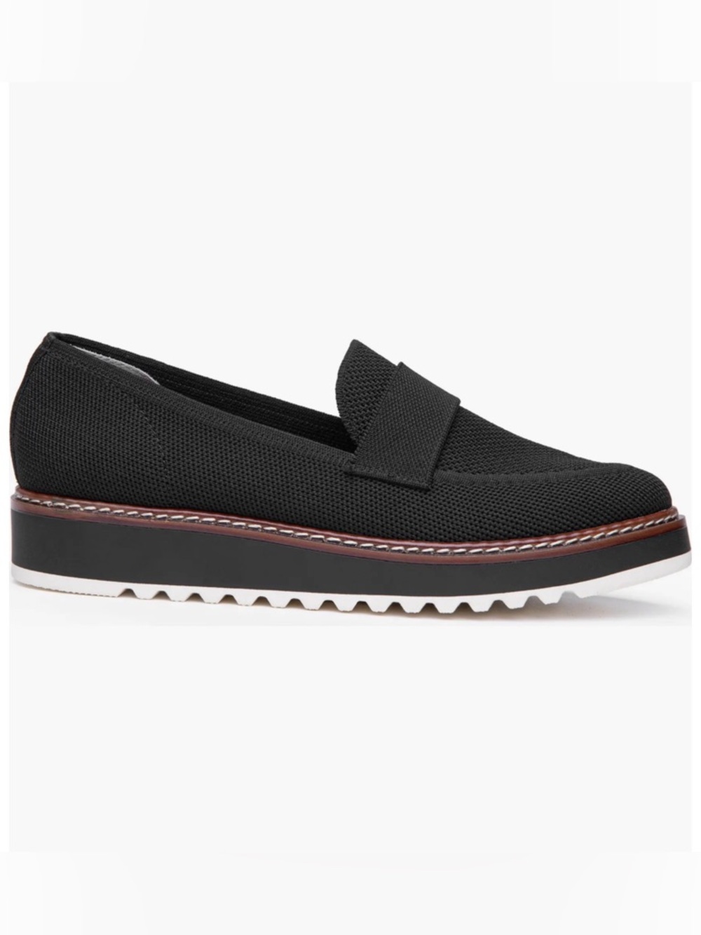 ME TOO Black Knit Slip-On Loafer with Contrast Trim